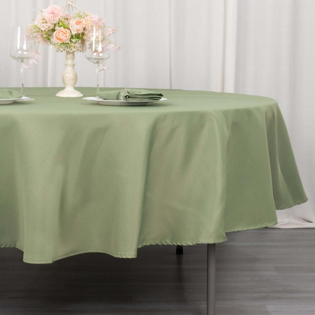 Premium Polyester 90" Round Tablecloth Dusty Sage Green - Stain and Wrinkle - Resistant Design with 220GSM Thickness Table Cover - Bell Racket Store