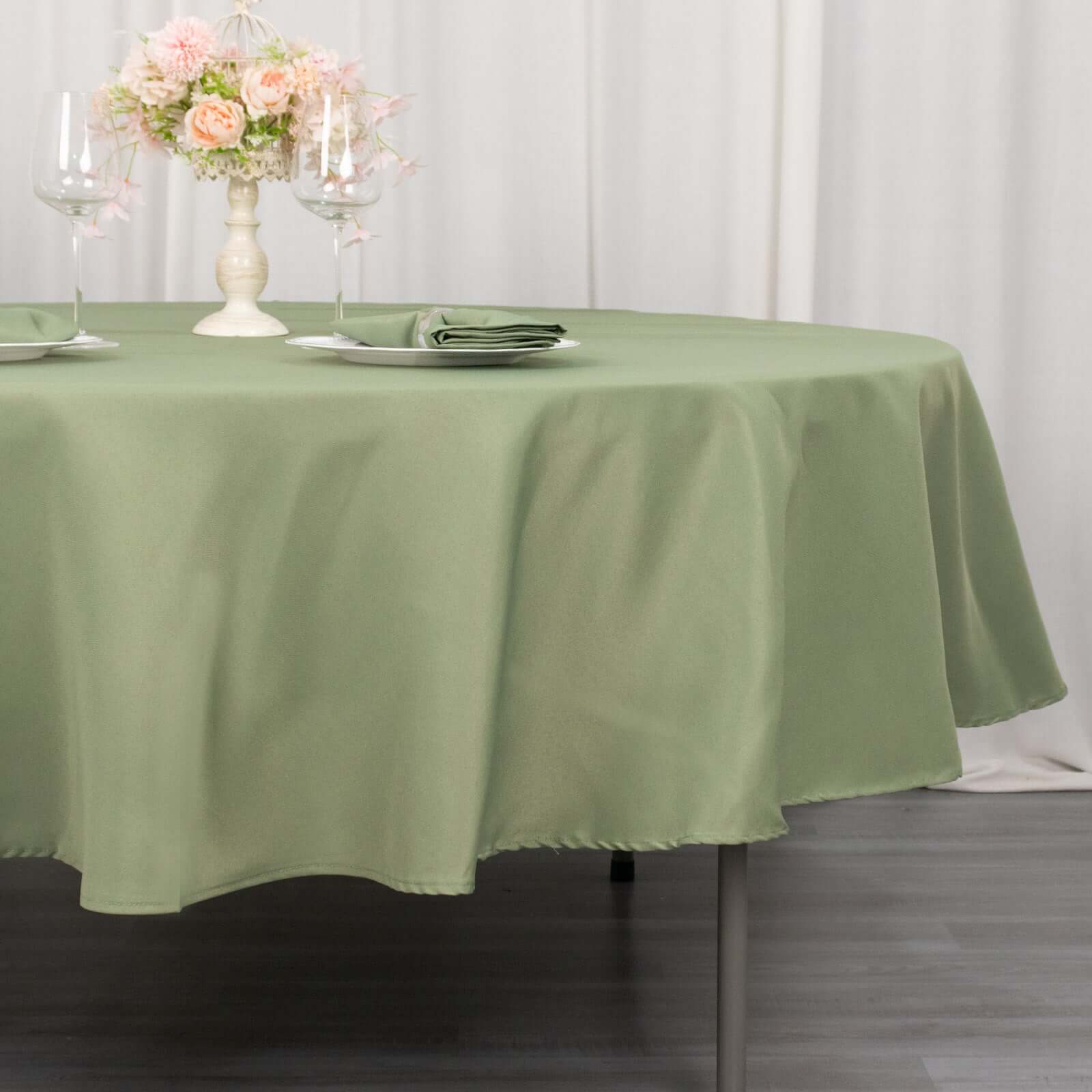 Premium Polyester 90" Round Tablecloth Dusty Sage Green - Stain and Wrinkle - Resistant Design with 220GSM Thickness Table Cover - Bell Racket Store