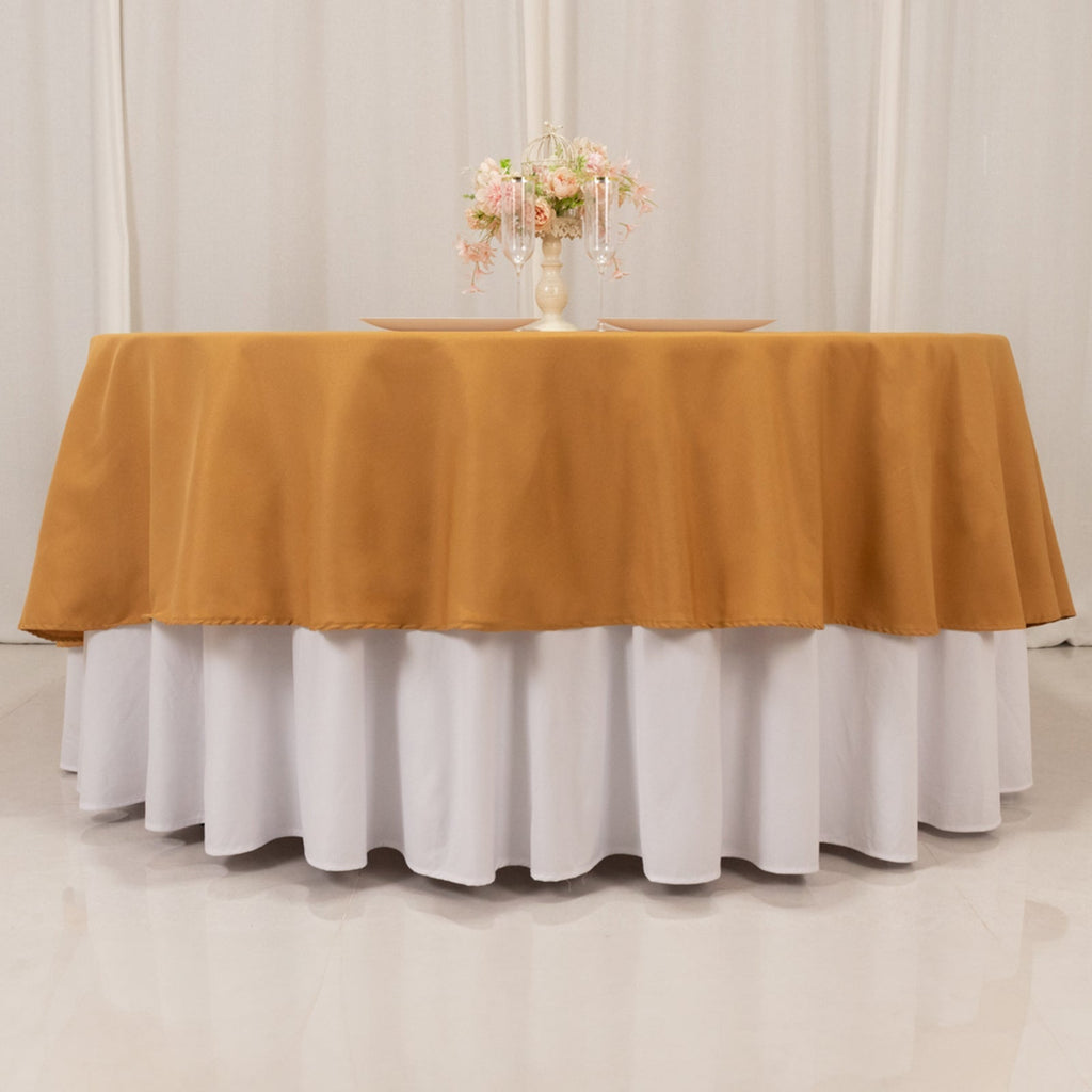 Premium Polyester 90" Round Tablecloth Gold - Stain and Wrinkle - Resistant 220GSM Table Cover for Weddings & Event Decor - Bell Racket Store