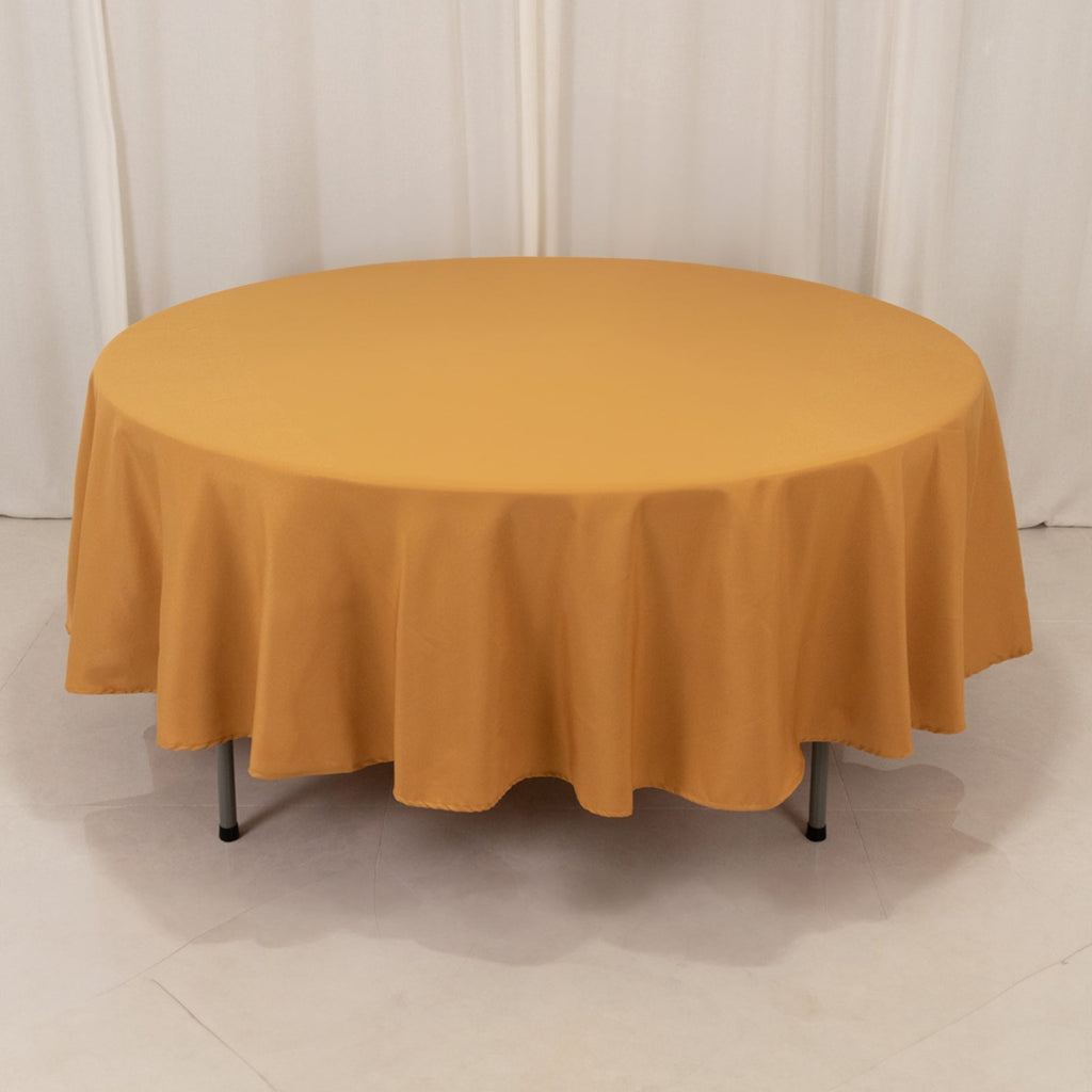 Premium Polyester 90" Round Tablecloth Gold - Stain and Wrinkle - Resistant 220GSM Table Cover for Weddings & Event Decor - Bell Racket Store