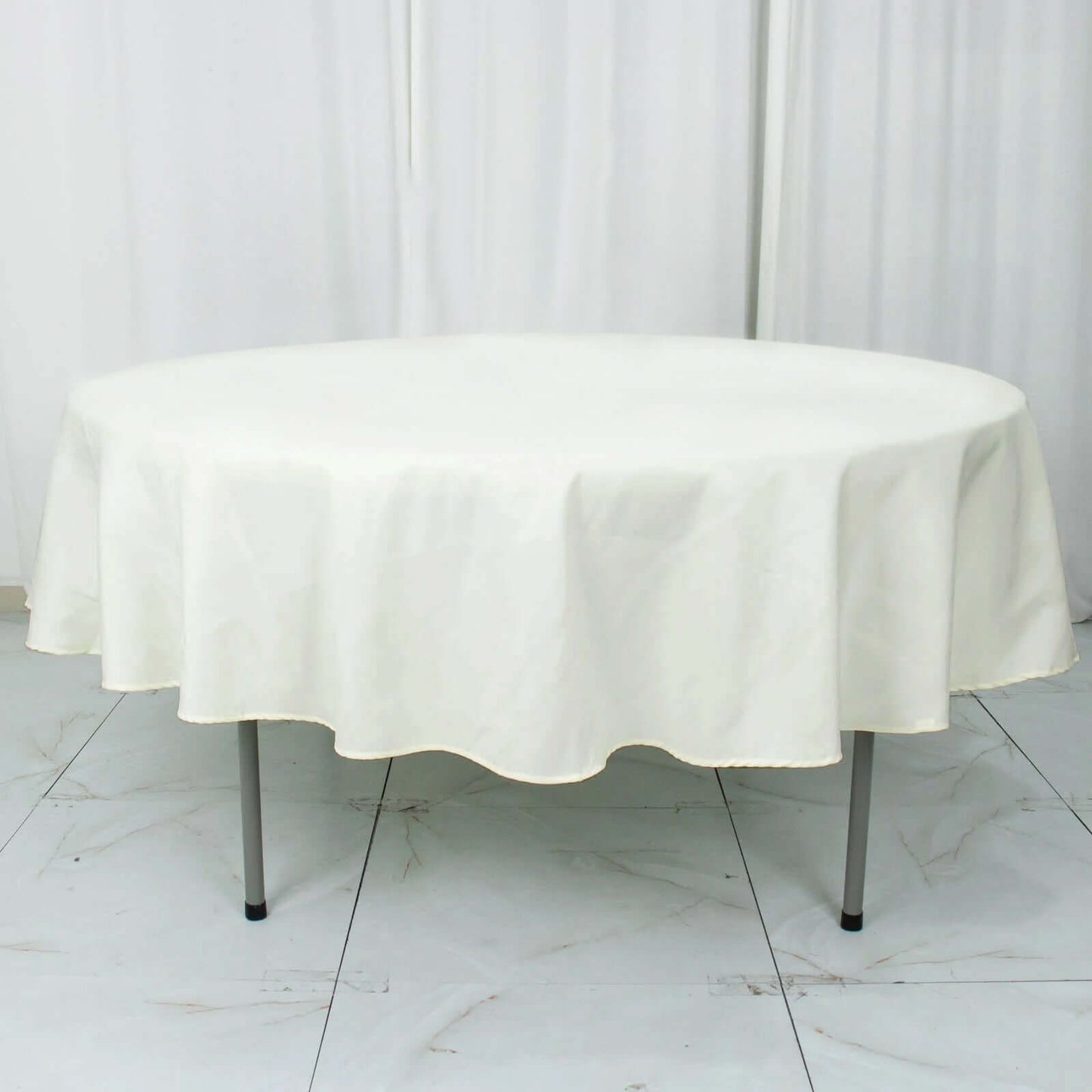Premium Polyester 90" Round Tablecloth Ivory - Stain and Wrinkle - Resistant Design with 220GSM Thickness Table Cover - NestOCart