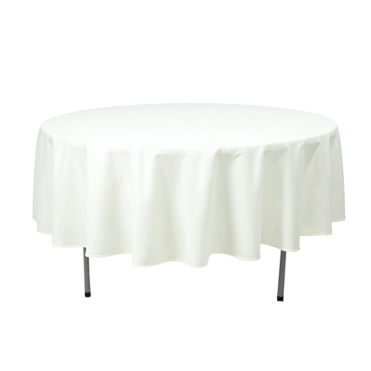 Premium Polyester 90" Round Tablecloth Ivory - Stain and Wrinkle - Resistant Design with 220GSM Thickness Table Cover - NestOCart