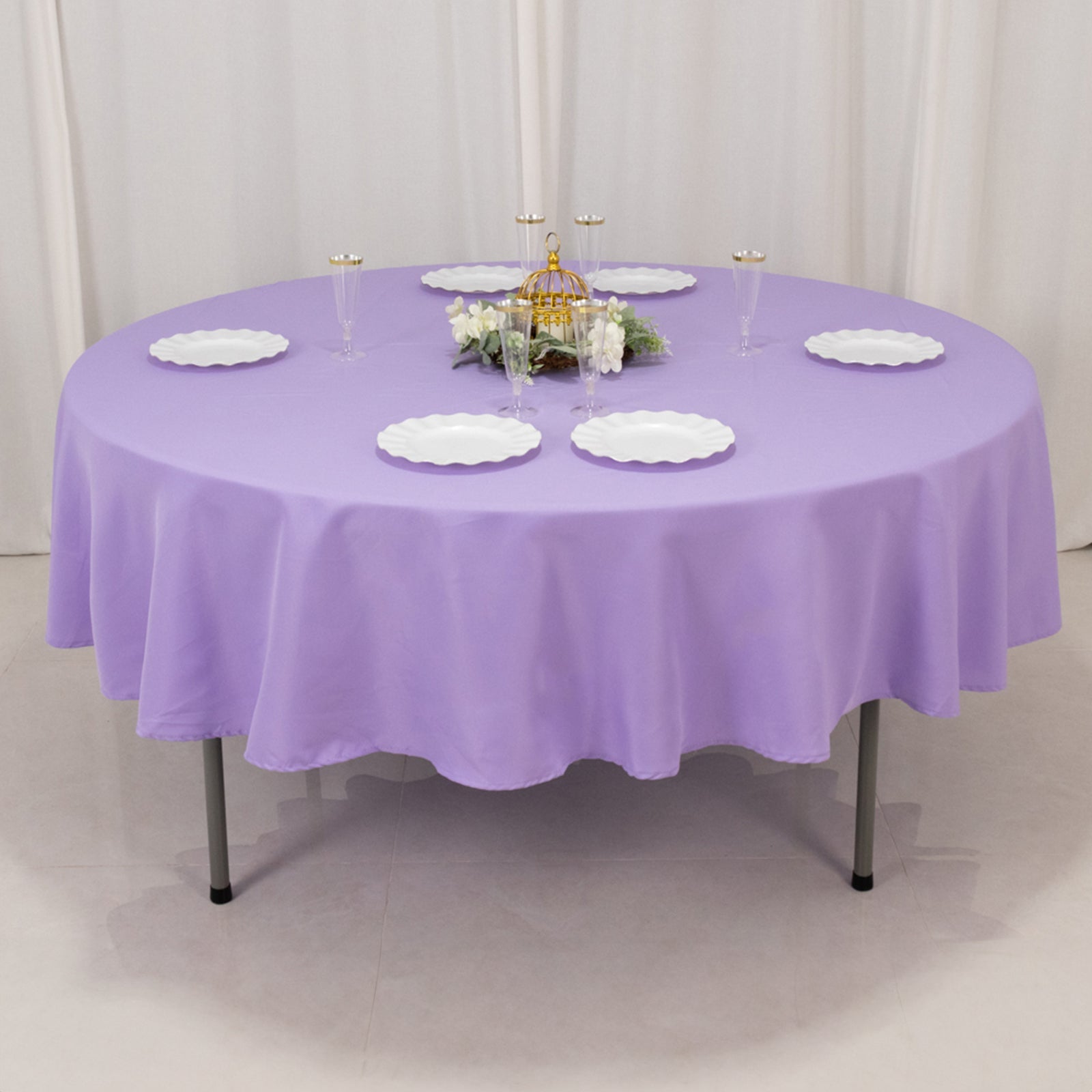 Premium Polyester 90" Round Tablecloth Lavender Lilac - Stain and Wrinkle - Resistant Design with 220GSM Thickness Table Cover - Bell Racket Store
