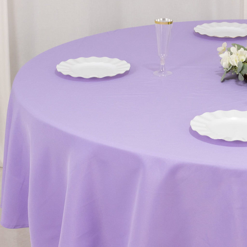 Premium Polyester 90" Round Tablecloth Lavender Lilac - Stain and Wrinkle - Resistant Design with 220GSM Thickness Table Cover - Bell Racket Store