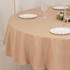 Premium Polyester 90" Round Tablecloth Nude - Stain and Wrinkle - Resistant Design with 220GSM Thickness Table Cover - Bell Racket Store