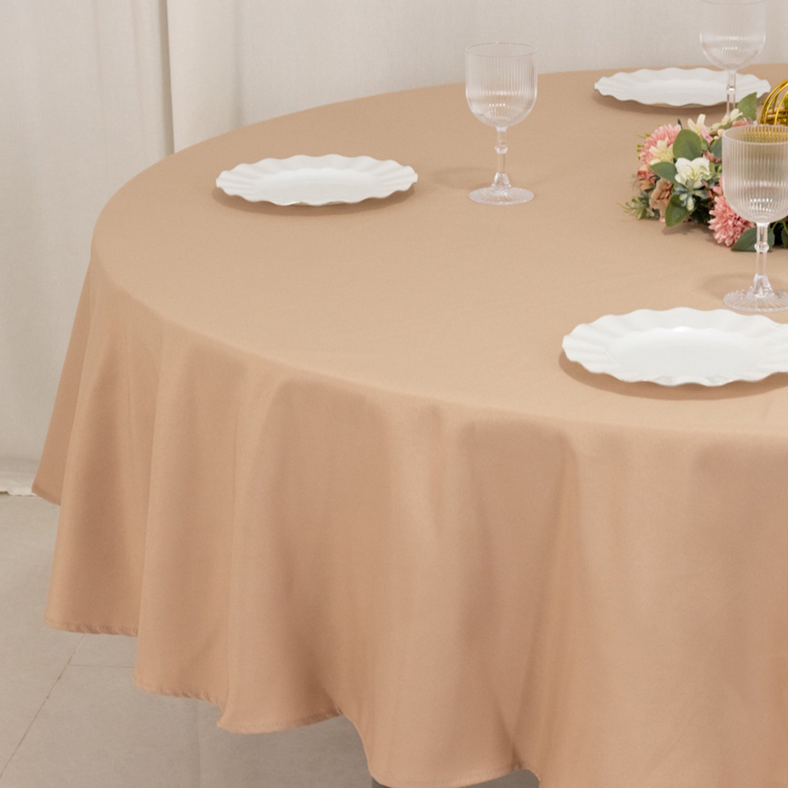 Premium Polyester 90" Round Tablecloth Nude - Stain and Wrinkle - Resistant Design with 220GSM Thickness Table Cover - Bell Racket Store