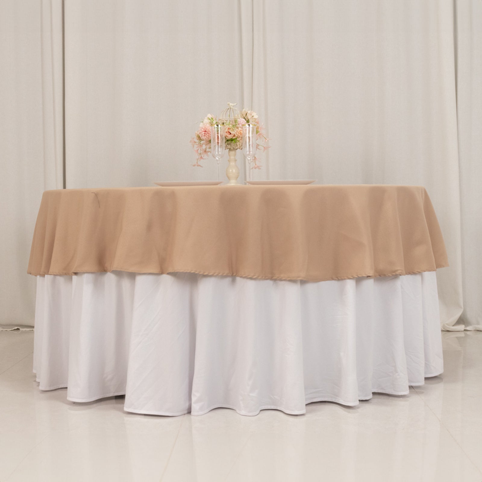 Premium Polyester 90" Round Tablecloth Nude - Stain and Wrinkle - Resistant Design with 220GSM Thickness Table Cover - Bell Racket Store