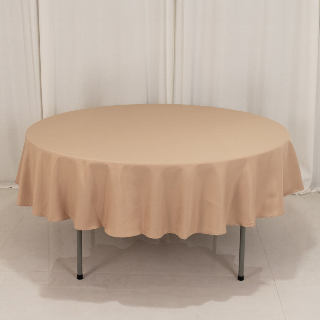 Premium Polyester 90" Round Tablecloth Nude - Stain and Wrinkle - Resistant Design with 220GSM Thickness Table Cover - Bell Racket Store