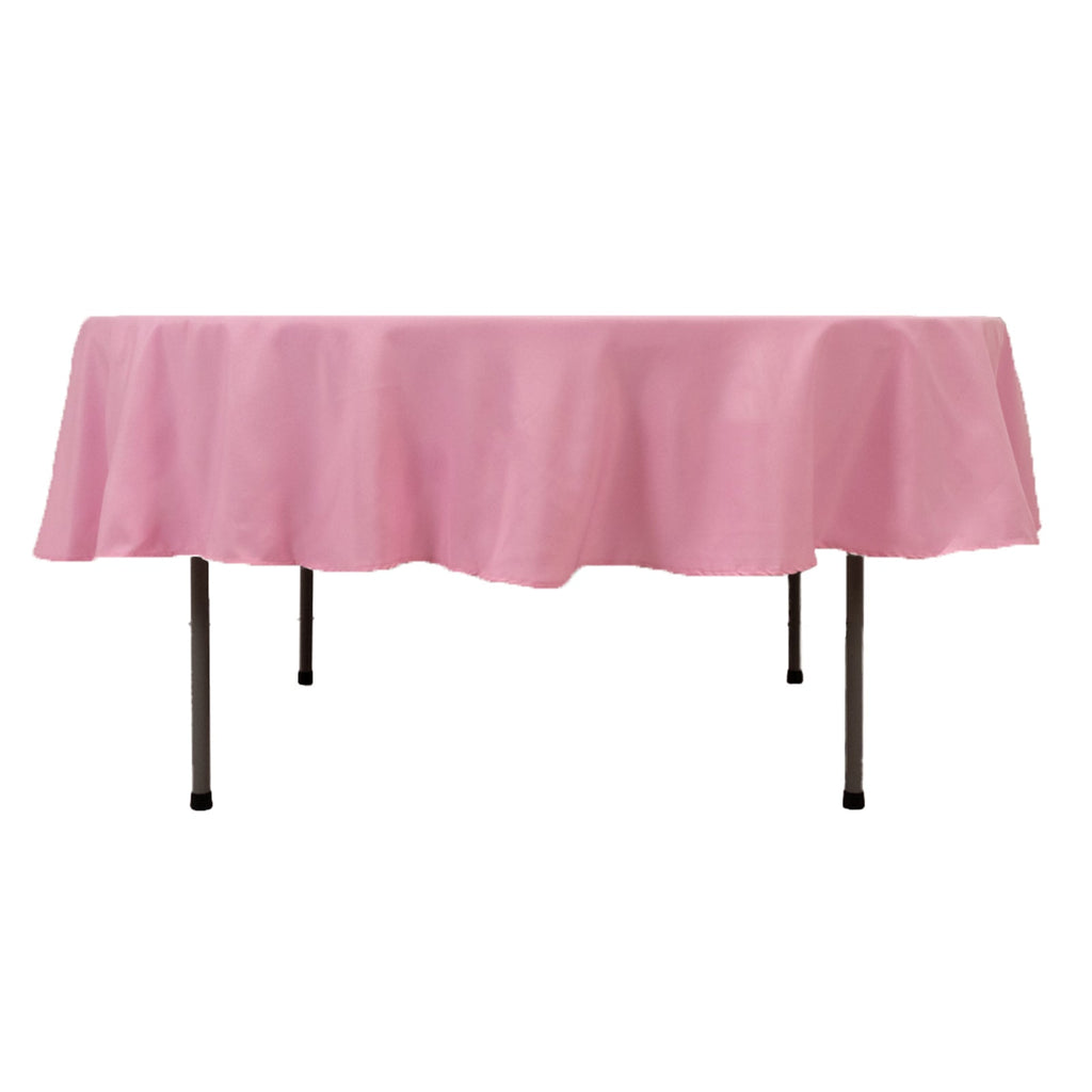 Premium Polyester 90" Round Tablecloth Pink - Stain and Wrinkle - Resistant Design with 220GSM Thickness Table Cover - Bell Racket Store