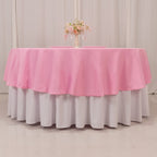 Premium Polyester 90" Round Tablecloth Pink - Stain and Wrinkle - Resistant Design with 220GSM Thickness Table Cover - Bell Racket Store