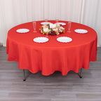 Premium Polyester 90" Round Tablecloth Red - Stain and Wrinkle - Resistant Design with 220GSM Thickness Table Cover - Bell Racket Store