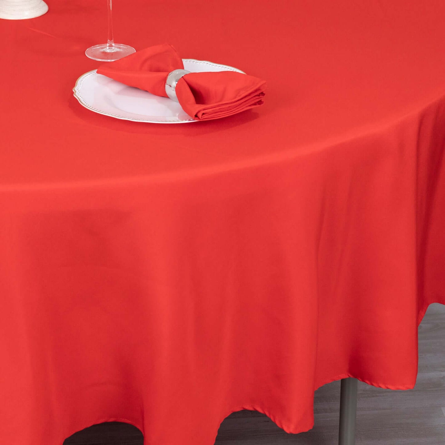 Premium Polyester 90" Round Tablecloth Red - Stain and Wrinkle - Resistant Design with 220GSM Thickness Table Cover - Bell Racket Store