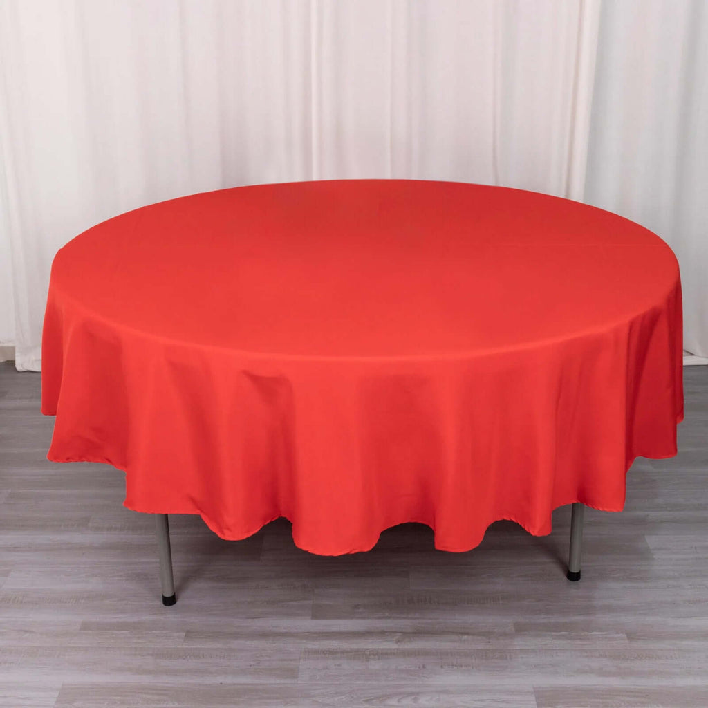 Premium Polyester 90" Round Tablecloth Red - Stain and Wrinkle - Resistant Design with 220GSM Thickness Table Cover - Bell Racket Store