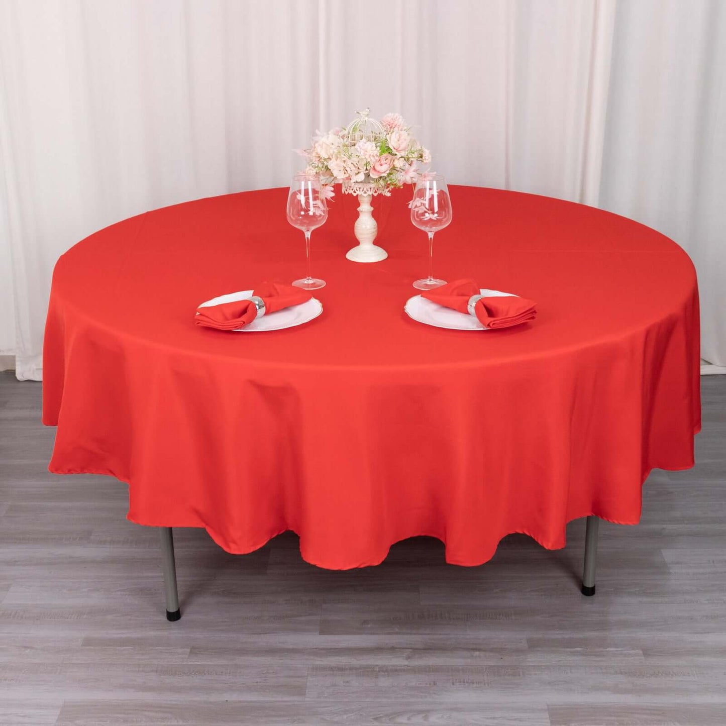Premium Polyester 90" Round Tablecloth Red - Stain and Wrinkle - Resistant Design with 220GSM Thickness Table Cover - Bell Racket Store