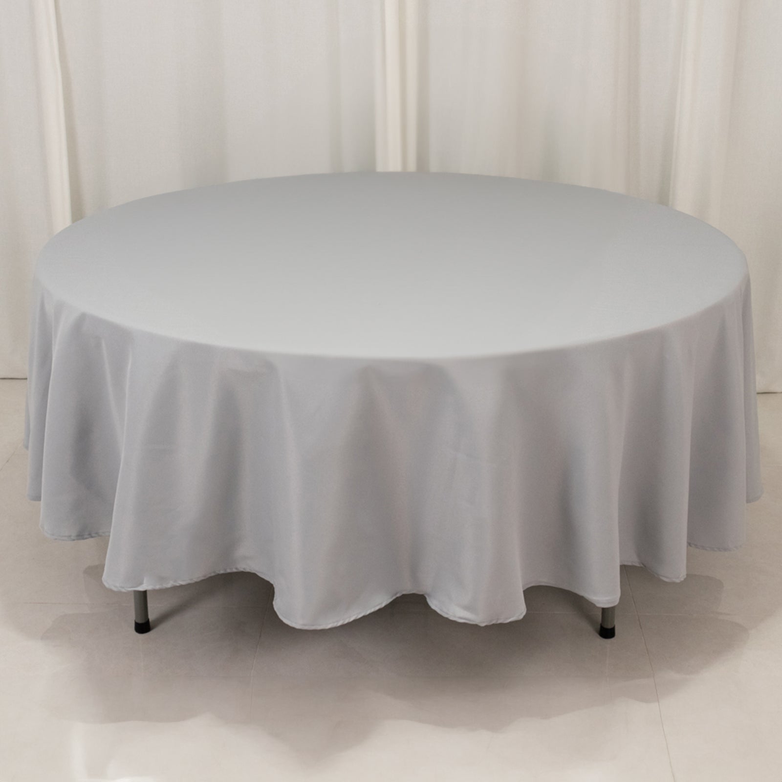 Premium Polyester 90" Round Tablecloth Silver - Stain and Wrinkle - Resistant Design with 220GSM Thickness Table Cover - Bell Racket Store