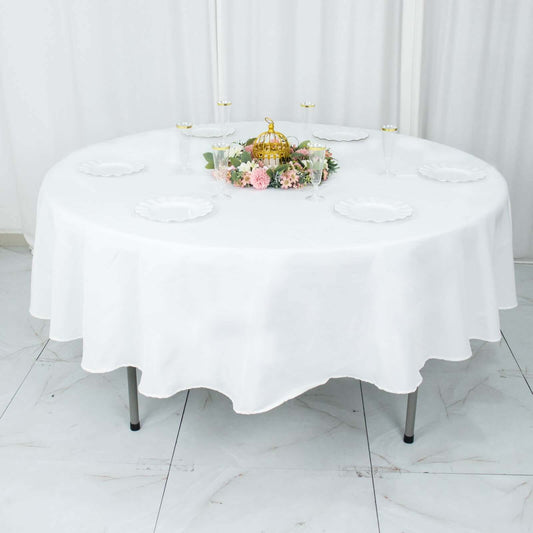 Premium Polyester 90" Round Tablecloth White - Stain and Wrinkle - Resistant 220GSM Table Cover for Weddings & Event Decor - NestOCart