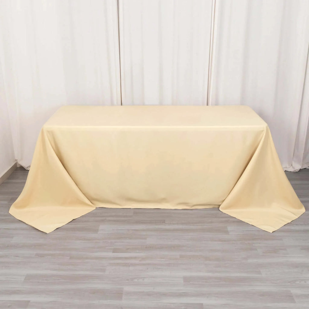 Premium Polyester 90"x132" Rectangle Tablecloth Beige - Seamless 220GSM Stain - Resistant Table Cover - Bell Racket Store