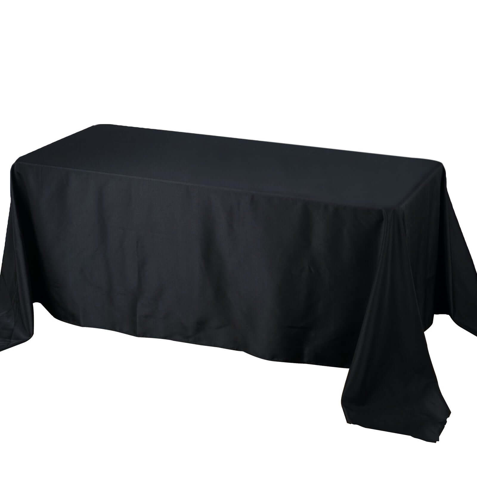 Premium Polyester 90"x132" Rectangle Tablecloth Black - Seamless 220GSM Stain - Resistant Design for Luxurious Events - NestOCart