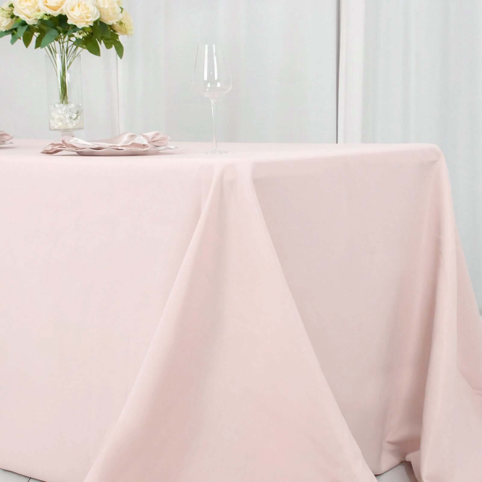 Premium Polyester 90"x132" Rectangle Tablecloth Blush - Seamless 220GSM Stain - Resistant Table Cover - Bell Racket Store