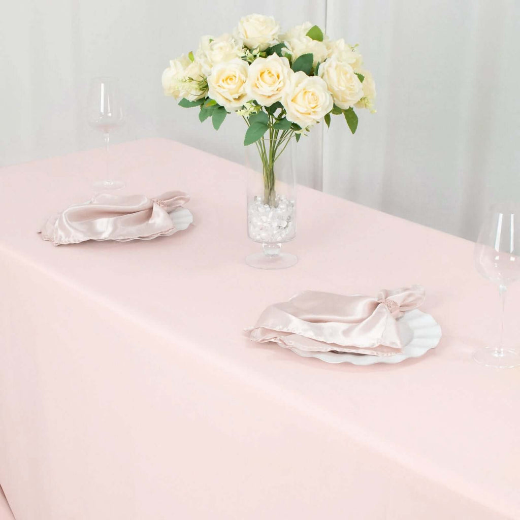 Premium Polyester 90"x132" Rectangle Tablecloth Blush - Seamless 220GSM Stain - Resistant Table Cover - Bell Racket Store
