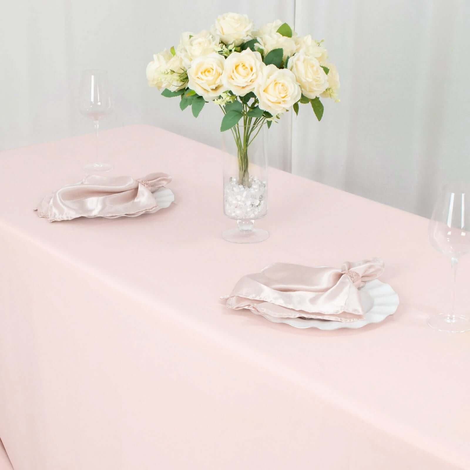 Premium Polyester 90"x132" Rectangle Tablecloth Blush - Seamless 220GSM Stain - Resistant Table Cover - Bell Racket Store