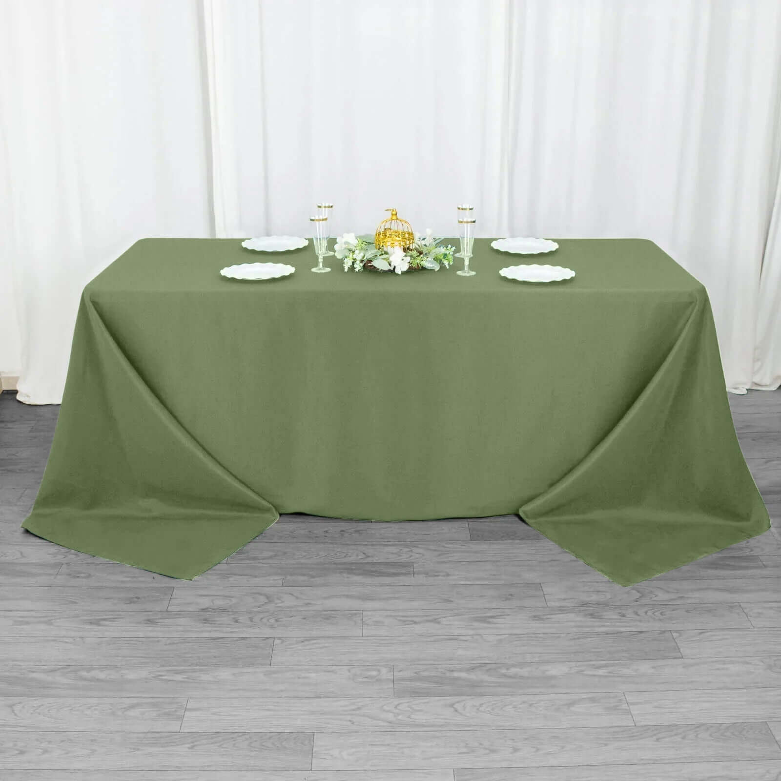Premium Polyester 90"x132" Rectangle Tablecloth Dusty Sage Green - Seamless 220GSM Stain - Resistant Table Cover - Bell Racket Store