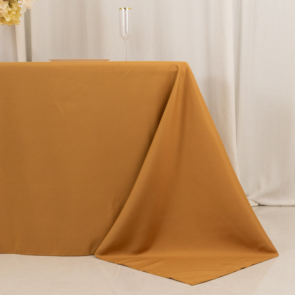Premium Polyester 90"x132" Rectangle Tablecloth Gold - Seamless 220GSM Stain - Resistant Design for Luxurious Events - Bell Racket Store