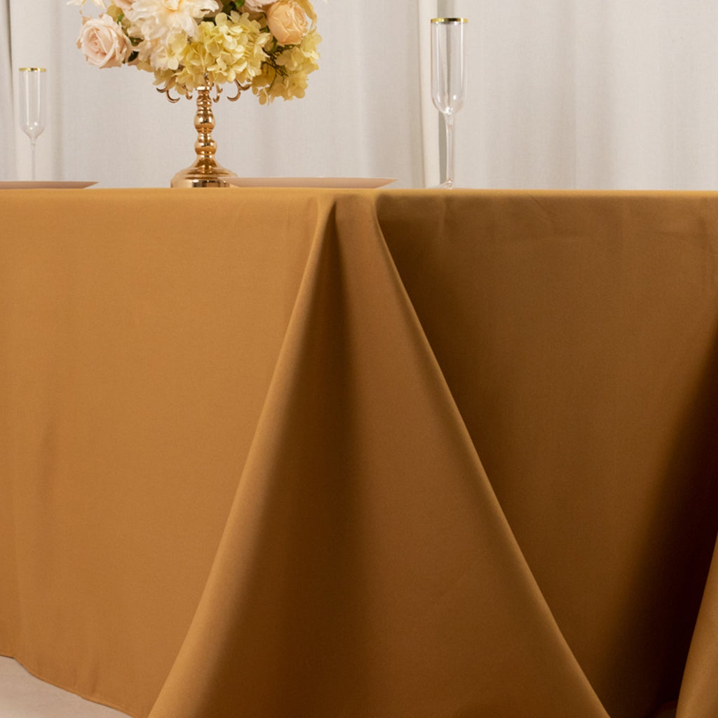 Premium Polyester 90"x132" Rectangle Tablecloth Gold - Seamless 220GSM Stain - Resistant Design for Luxurious Events - Bell Racket Store