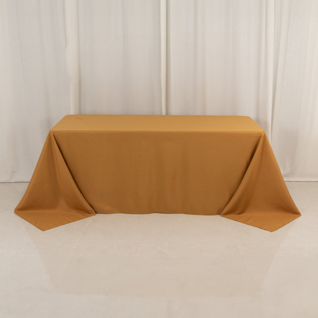 Premium Polyester 90"x132" Rectangle Tablecloth Gold - Seamless 220GSM Stain - Resistant Design for Luxurious Events - Bell Racket Store