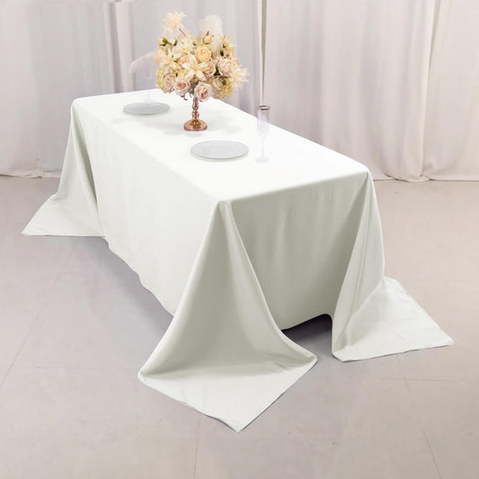 Premium Polyester 90"x132" Rectangle Tablecloth Ivory - Seamless 220GSM Stain - Resistant Table Cover - NestOCart