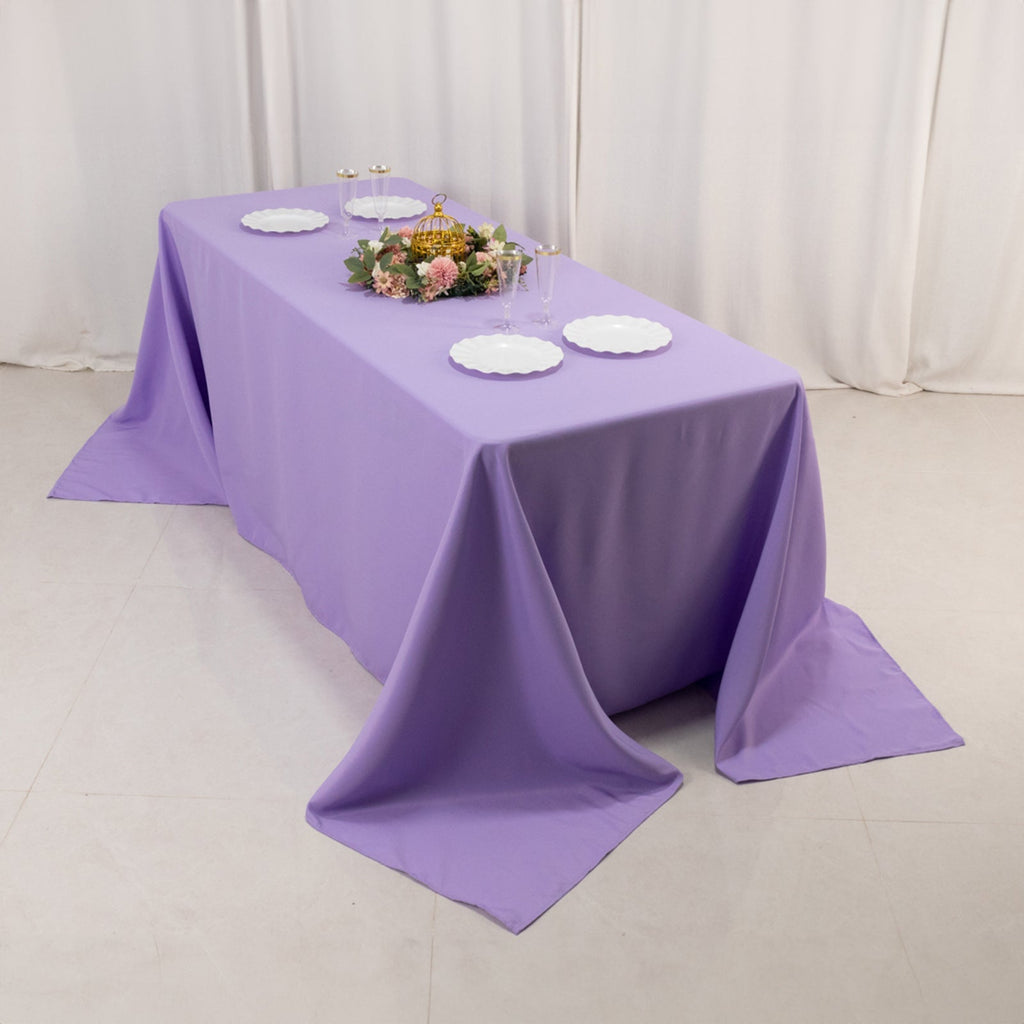 Premium Polyester 90"x132" Rectangle Tablecloth Lavender Lilac - Seamless 220GSM Stain - Resistant Table Cover - Bell Racket Store
