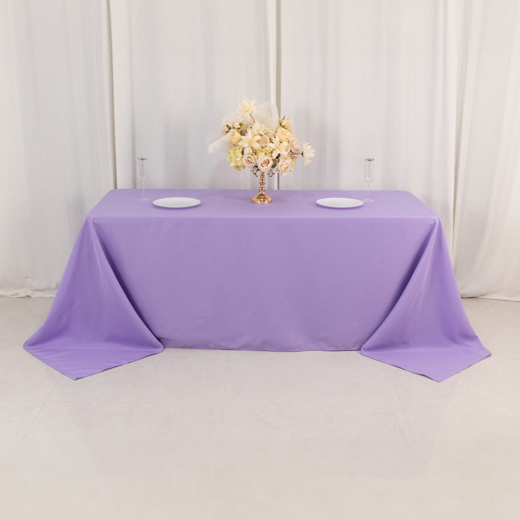 Premium Polyester 90"x132" Rectangle Tablecloth Lavender Lilac - Seamless 220GSM Stain - Resistant Table Cover - Bell Racket Store