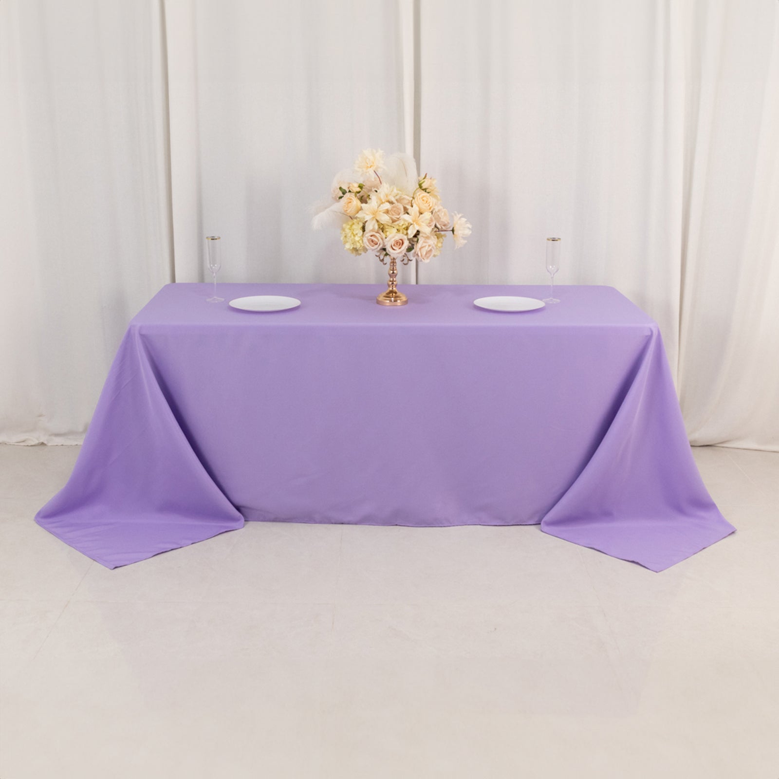 Premium Polyester 90"x132" Rectangle Tablecloth Lavender Lilac - Seamless 220GSM Stain - Resistant Table Cover - Bell Racket Store