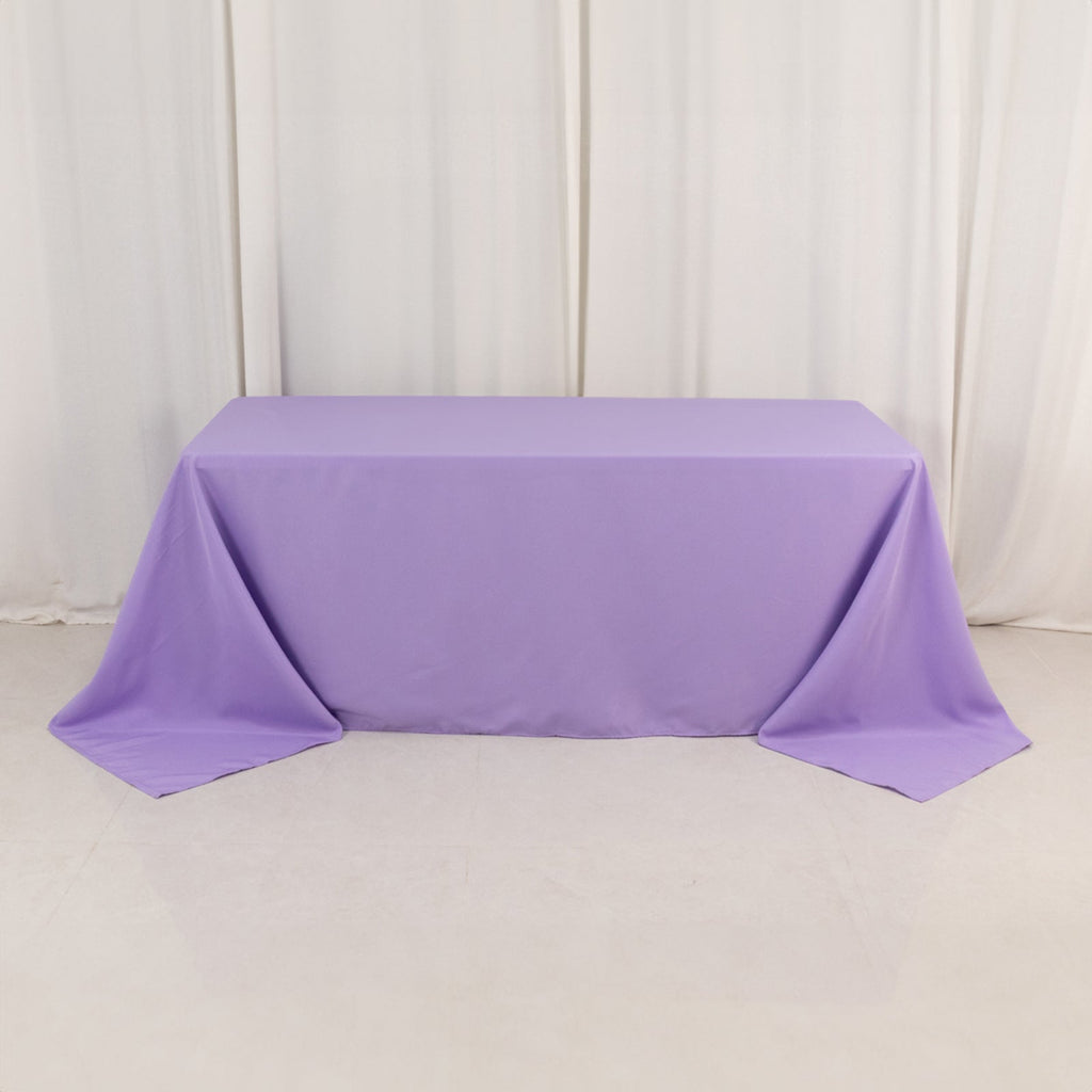 Premium Polyester 90"x132" Rectangle Tablecloth Lavender Lilac - Seamless 220GSM Stain - Resistant Table Cover - Bell Racket Store
