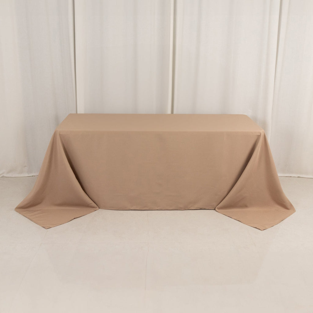 Premium Polyester 90"x132" Rectangle Tablecloth Nude - Seamless 220GSM Stain - Resistant Table Cover - Bell Racket Store
