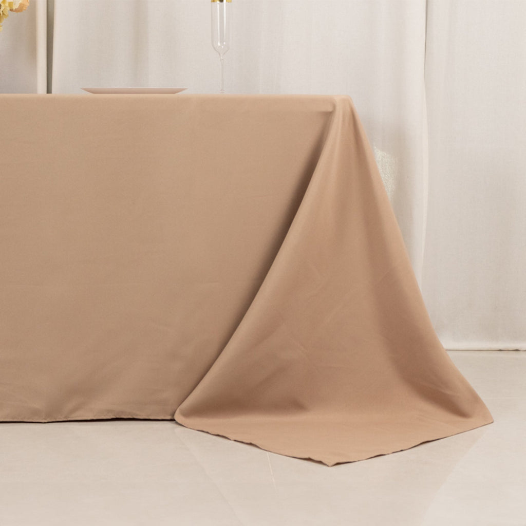 Premium Polyester 90"x132" Rectangle Tablecloth Nude - Seamless 220GSM Stain - Resistant Table Cover - Bell Racket Store
