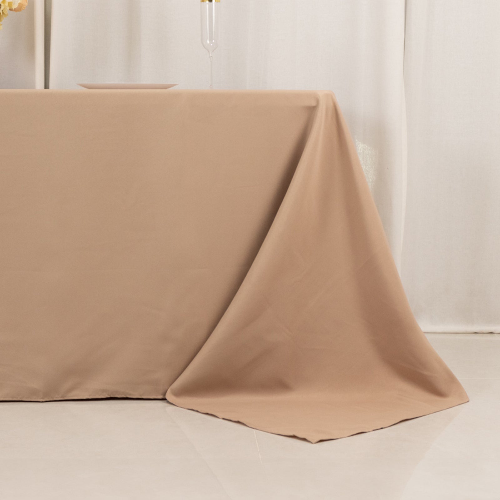 Premium Polyester 90"x132" Rectangle Tablecloth Nude - Seamless 220GSM Stain - Resistant Table Cover - Bell Racket Store