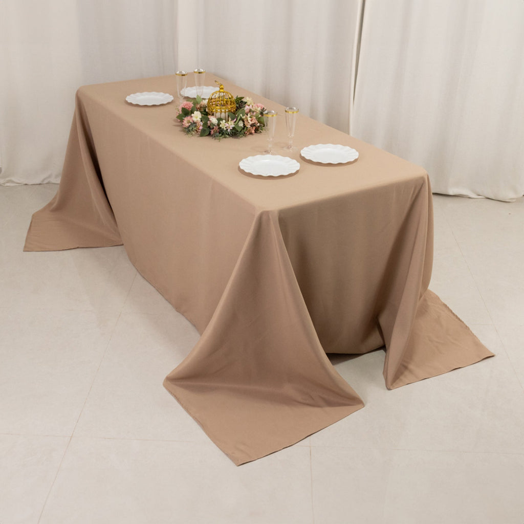 Premium Polyester 90"x132" Rectangle Tablecloth Nude - Seamless 220GSM Stain - Resistant Table Cover - Bell Racket Store