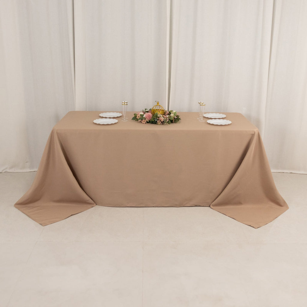 Premium Polyester 90"x132" Rectangle Tablecloth Nude - Seamless 220GSM Stain - Resistant Table Cover - Bell Racket Store
