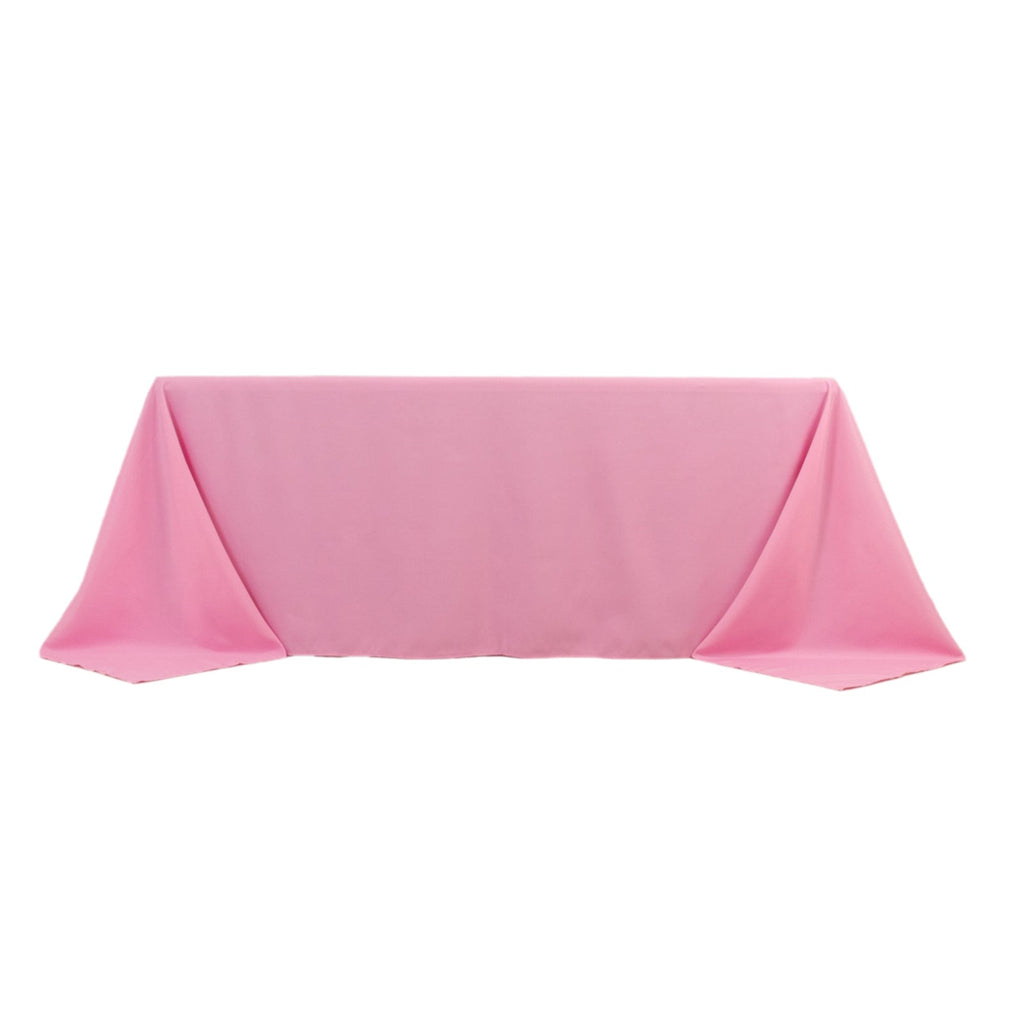 Premium Polyester 90"x132" Rectangle Tablecloth Pink - Seamless 220GSM Stain - Resistant Table Cover - Bell Racket Store