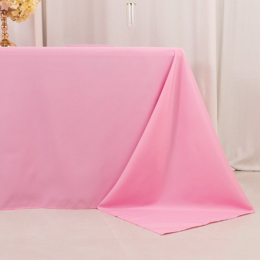 Premium Polyester 90"x132" Rectangle Tablecloth Pink - Seamless 220GSM Stain - Resistant Table Cover - Bell Racket Store