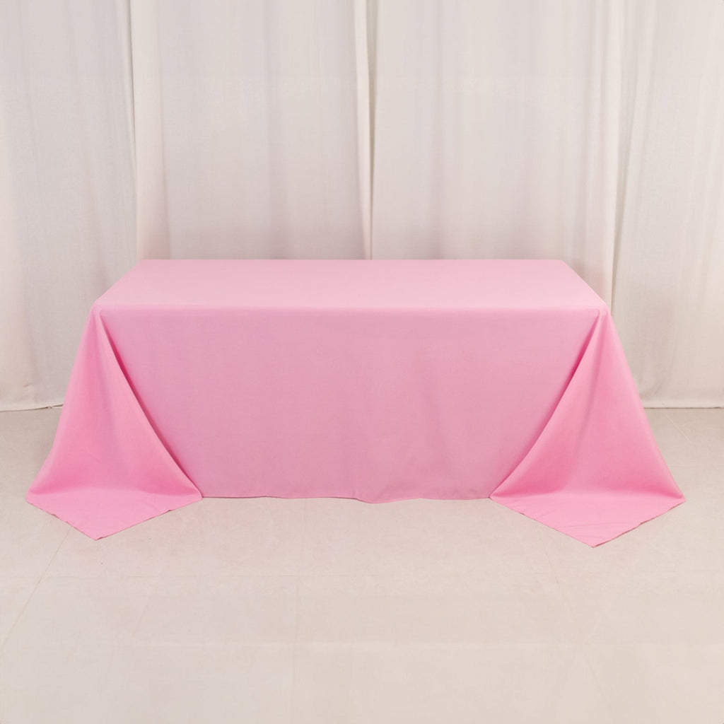 Premium Polyester 90"x132" Rectangle Tablecloth Pink - Seamless 220GSM Stain - Resistant Table Cover - Bell Racket Store
