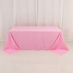 Premium Polyester 90"x132" Rectangle Tablecloth Pink - Seamless 220GSM Stain - Resistant Table Cover - Bell Racket Store