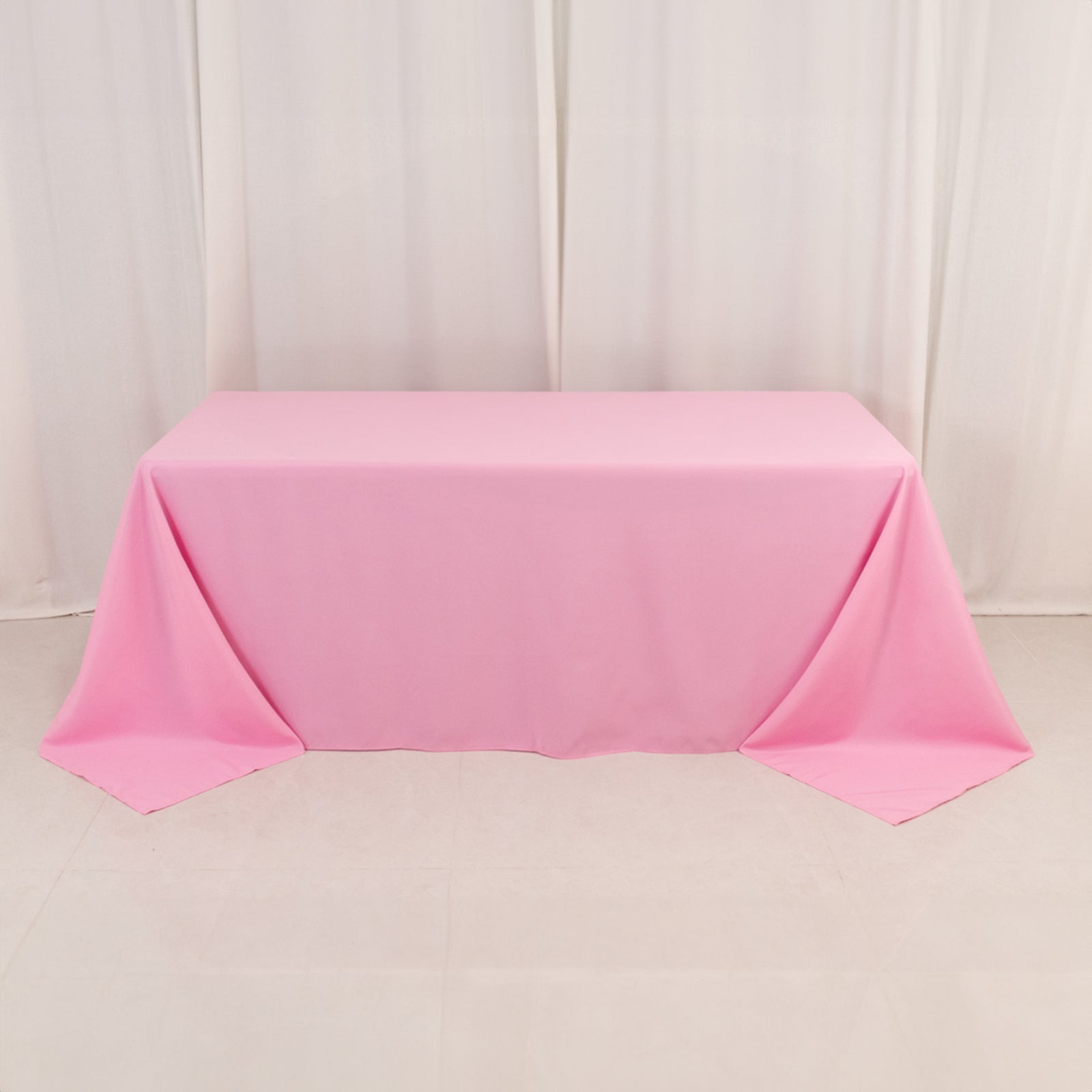 Premium Polyester 90"x132" Rectangle Tablecloth Pink - Seamless 220GSM Stain - Resistant Table Cover - Bell Racket Store