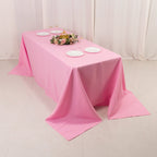 Premium Polyester 90"x132" Rectangle Tablecloth Pink - Seamless 220GSM Stain - Resistant Table Cover - Bell Racket Store