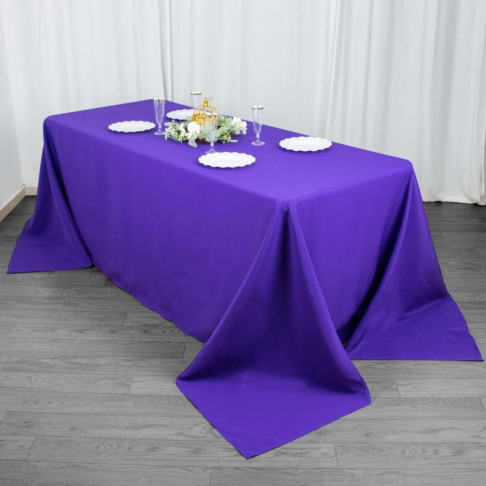 Premium Polyester 90"x132" Rectangle Tablecloth Purple - Seamless 220GSM Stain - Resistant Table Cover - Bell Racket Store