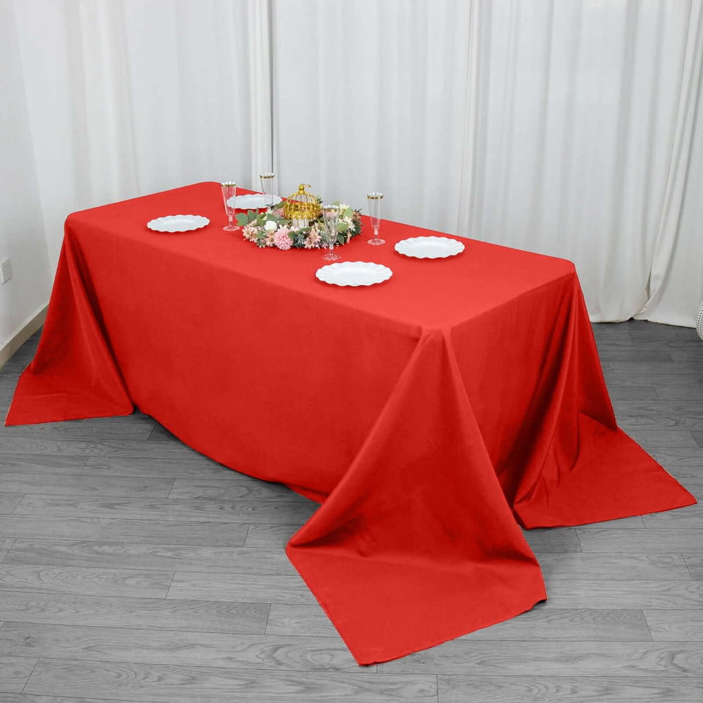 Premium Polyester 90"x132" Rectangle Tablecloth Red - Seamless 220GSM Stain - Resistant Table Cover - Bell Racket Store