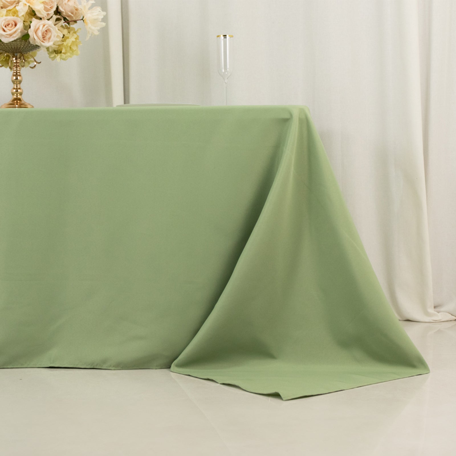 Premium Polyester 90"x132" Rectangle Tablecloth Sage Green - Seamless 220GSM Stain - Resistant Table Cover - Bell Racket Store