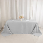 Premium Polyester 90"x132" Rectangle Tablecloth Silver - Seamless 220GSM Stain - Resistant Table Cover - Bell Racket Store