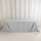 Premium Polyester 90"x132" Rectangle Tablecloth Silver - Seamless 220GSM Stain - Resistant Table Cover - Bell Racket Store